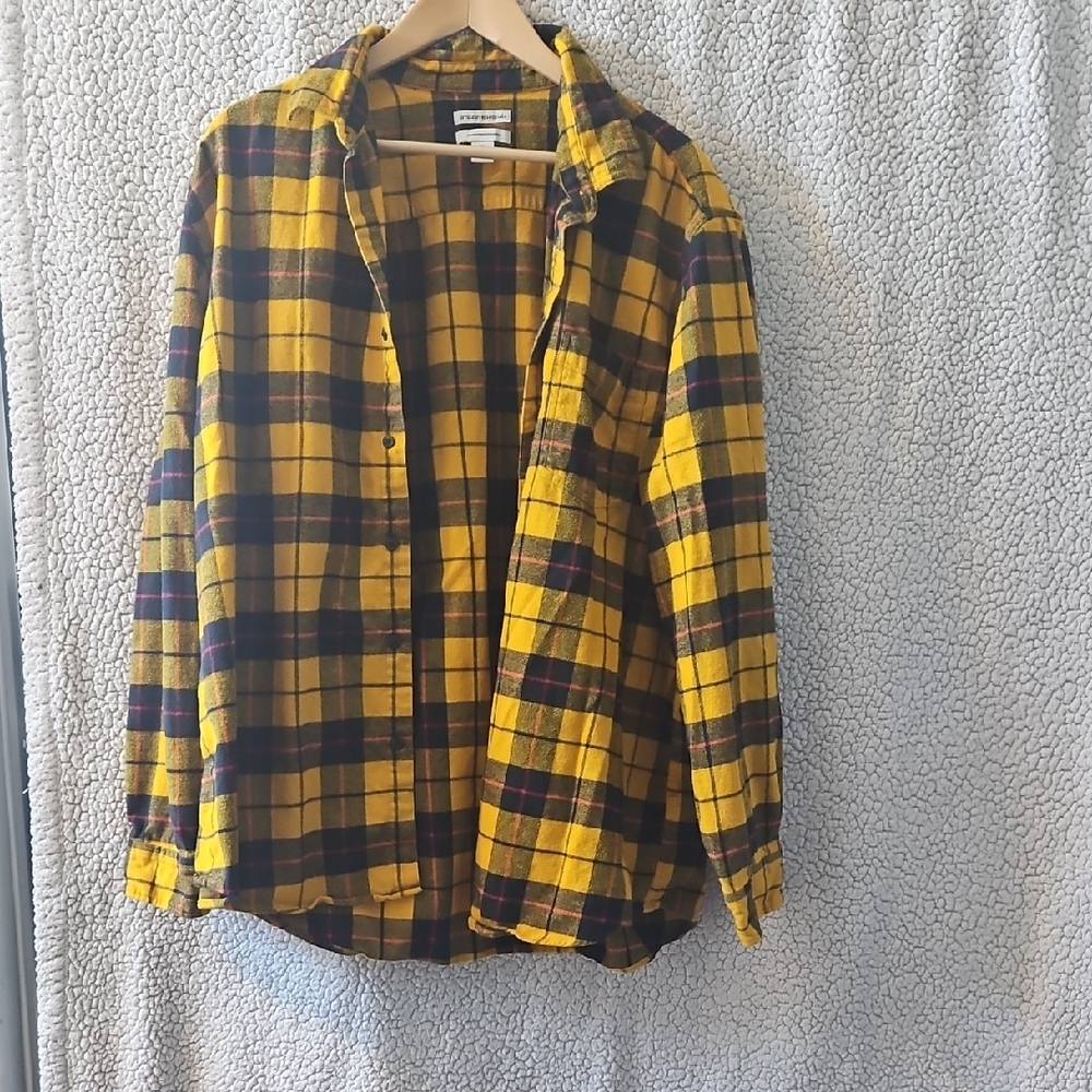 .Amazon Essentials Yellow Plaid Shirt Jacket